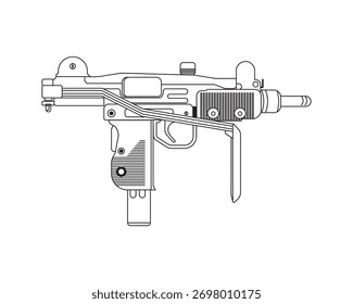 UZI Pistole, Vektorlinienzeichnung
