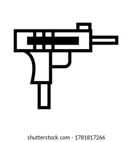 uzi-Symbol oder Logo einzeln auf Zeichensymbolen, Vektorgrafik - hochwertige Vektorsymbole in schwarzem Stil
