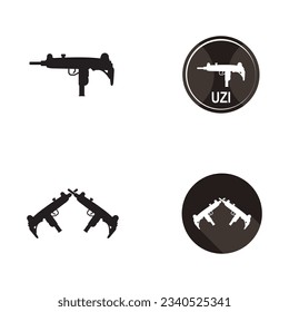 diseño del logotipo de la ilustración de la plantilla del vector de iconos de uzi