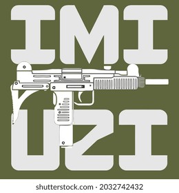 uzi mens vector design illustration print poster wall art canvas