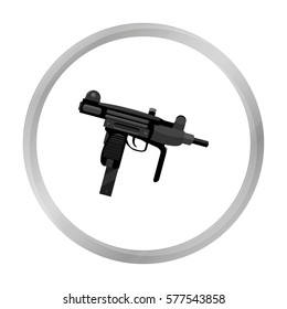 UZI weapon icon monochrome. Single weapon icon from the big ammunition, arms set.