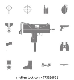 UZI Weapon Icon. Set Of Military Elements Icon. Quality Graphic Design Collection Army Icons For Websites, Web Design, Mobile App On White Background