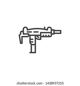 UZI weapon line icon. linear style sign for mobile concept and web design. Machine Gun outline vector icon. Symbol, logo illustration. Vector graphics