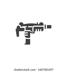 UZI weapon vector icon. filled flat sign for mobile concept and web design. Machine Gun glyph icon. Symbol, logo illustration. Vector graphics