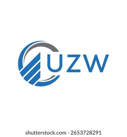 Diseño de logotipo de contabilidad plana UZW sobre fondo blanco. Iniciales creativas de UZW Concepto de logotipo de letra de gráfico de crecimiento. Diseño de logotipo de finanzas de negocios de UZW.
