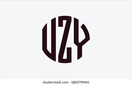 UZY circular emblem alphabet letter vector logo template