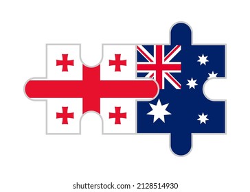 uzzle pieces of georgia and australia flags. vector illustration isolated on white background