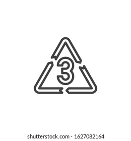 V 3, industrial marking plastic line icon. linear style sign for mobile concept and web design. Polyvinyl chloride outline vector icon. Symbol, logo illustration. Vector graphics