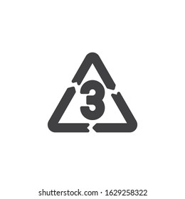 V 3, industrial marking plastic vector icon. filled flat sign for mobile concept and web design. Polyvinyl chloride glyph icon. Symbol, logo illustration. Vector graphics