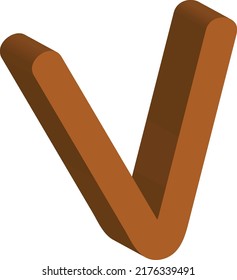 V 3D-Logo auf braunem Alphabet V-Form