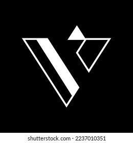 V abstract art logo vector design in black and white colors