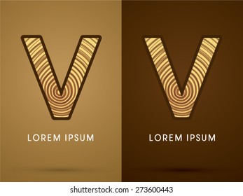 V ,Abstract  font, concept wood, sign ,logo, symbol, icon, graphic, vector.