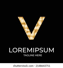 V abstract gold logo design vector