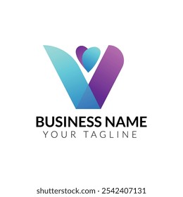 V abstract gradient colourful logo