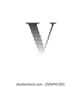 v alphabet halftone dotted effect logo icon vector illustration eps