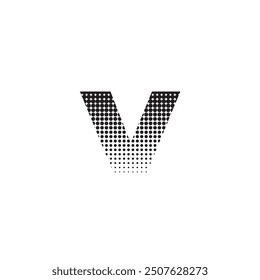 v alphabet halftone dotted effect logo icon vector illustration eps