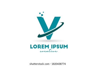 V alphabet letter logo icon in green color. Creative design with swoosh for company and business 