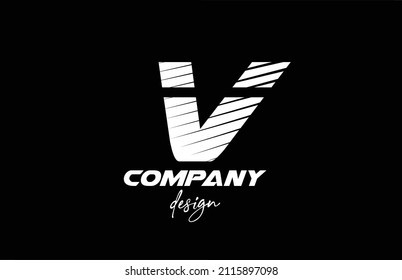 V alphabet letter logo icon design with black and white color. Creative template for company and business with sliced bold style