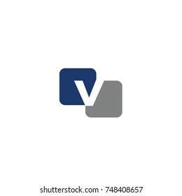 v alphabet and number linked logo flat vector logo template