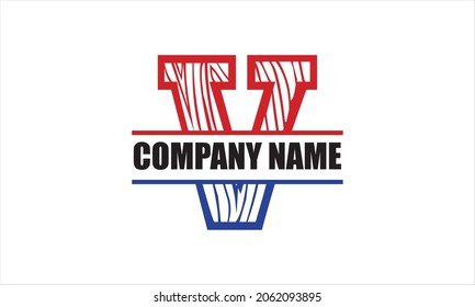 V Alphabet split letter flag abstract monogram vector logo template