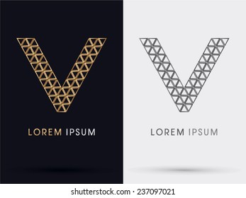 V alphabet  triangle font, logo, symbol, icon, graphic, vector .