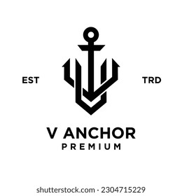 v Anchor letter initial design icon logo
