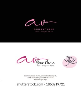 A V AV Initial letter handwriting and signature logo. Beauty vector initial logo .Fashion, boutique, floral and botanical