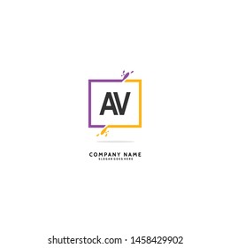 A V AV Initial logo template vector