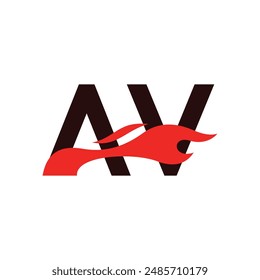 A V AV logo monogram with fire shape combination vector template, Graphic Alphabet Symbol for Corporate Business Identity