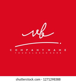 V B Initial handwriting logo vector