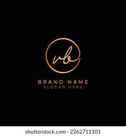 V, B, VB Initial letter handwritten and signature vector logo. Business template in round shape line art