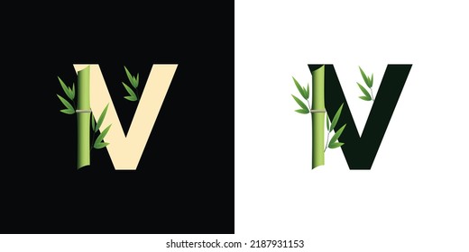 v bamboo logo icon design with template creative initials based lettes