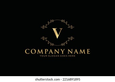 V Beauty vector initial logo, handwriting logo of initial signature, wedding, fashion, jewerly, boutique, floral and botanical with creative template for any company or business.