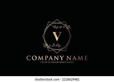 V Beauty vector initial logo, handwriting logo of initial signature, wedding, fashion, jewerly, boutique, floral and botanical with creative template for any company or business.typography, font, iso