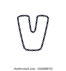 V Bicycle Chain Letter Logo Icon Design