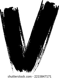 v - Black handwritten letters on white background. vector Acrylic black colors. Acrylic colors. black letters paint brushes, v - Ink letters isolated over the white background