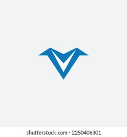 V Blue Logo Design Vector