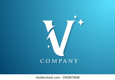 V logotipo de la letra del alfabeto del gradiente blanco azul para negocios. Diseño de marca para la escritura y la identidad corporativa. Plantilla de icono creativo