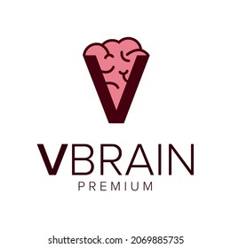 V brain logo icon vector template