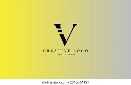 V brand minimal professional creative black logo design for all kinds of business with gradient background template.