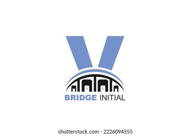 V bridge Letter logo template for your branding.


