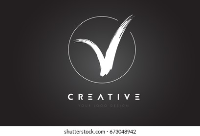 V Brush Letter Logo Design. Artistic Handwritten Brush Letters Logo Concept Vector.