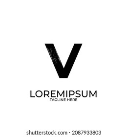 V Brush Schlagbuchstabe Initiale Logo Design schwarzes Symbol Vektorgrafik