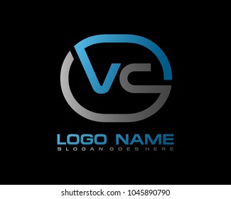 V C Initial Circle Logo Template Vector