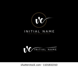 V C Initial handwriting logo vector. Hand lettering for designs.