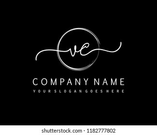 V C Initial handwriting logo vector