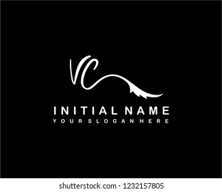 V C Initial Handwriting Logo Template