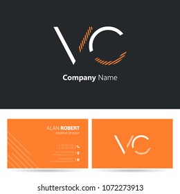 V & C joint logo stroke letter design with business card template