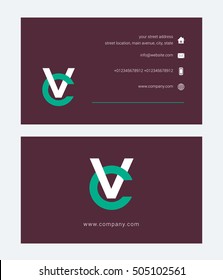 V & C Letter logo, with Business card template

