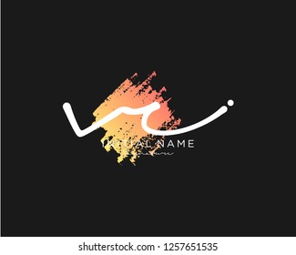 V C Signature initial logo template vector